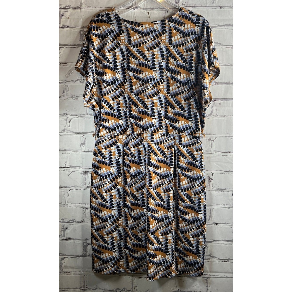 Nine West Wrap Faux Dress Womens XXL Geometric Print Short Sleeve V Neck Stretch - Picture 3 of 9